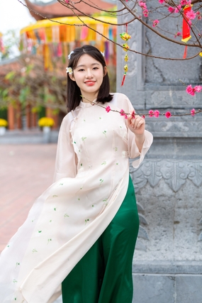 越南白色奥黛美女写真摄影图片